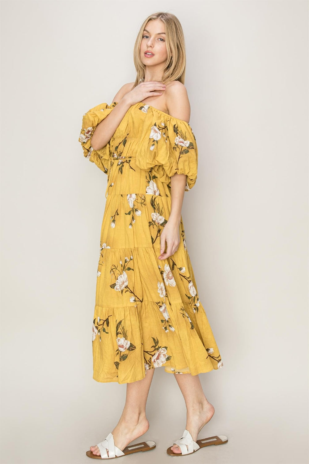 HYFVE Floral Puff Sleeve Tiered Dress [Spirit and Rebel]   