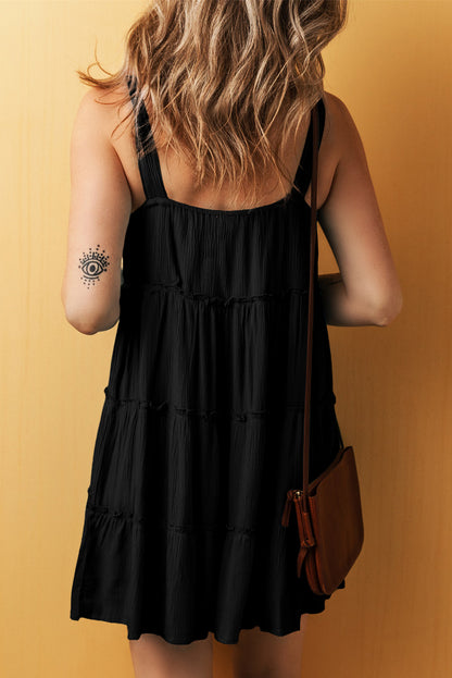 Round Neck Wide Strap Boho Mini Dress [Spirit and Rebel]   