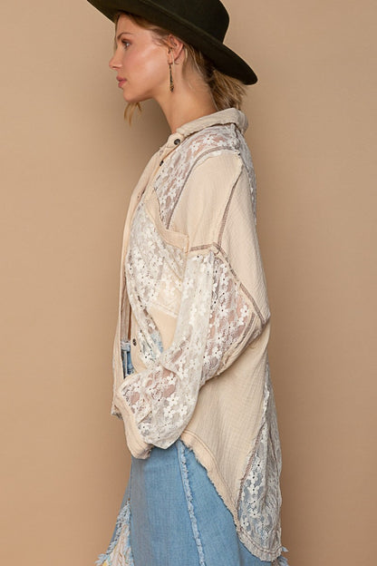 Boho Western Oversize Lace Button-Down Boho Shirt - Spirit and Rebel [Spirit and Rebel]   