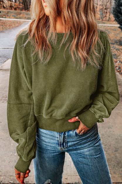 Cutout Round Neck Long Sleeve Sweatshirt [Spirit and Rebel]