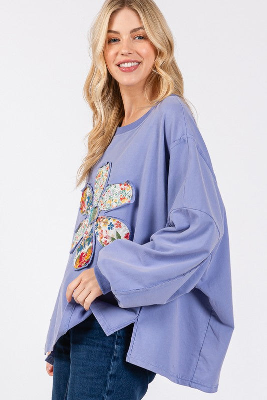 Flower Patch Dropped Shoulder Oversize Top [Spirit and Rebel]