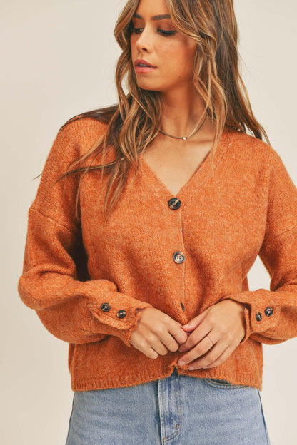 Spirit and Rebel Long Sleeve Button Down Boho Sweater Cardigan [Spirit and Rebel] Rust S/M 