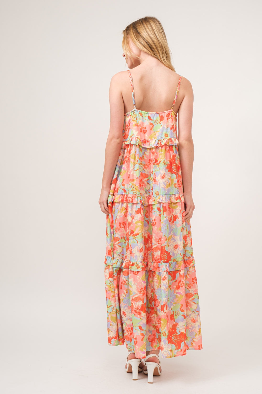 And The Why Floral Ruffled Tiered Maxi Boho Cami Dress [Spirit and Rebel]   