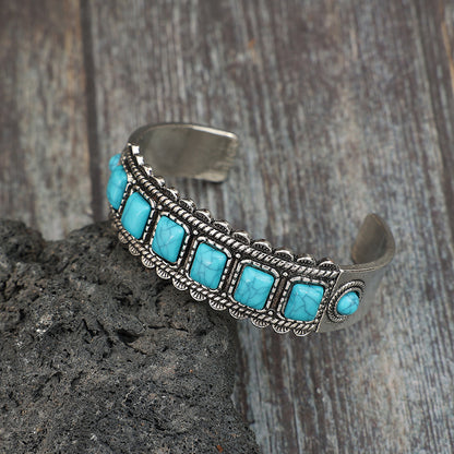 Alloy Inlaid Natural Stone Boho Bracelet - Spirit and Rebel [Spirit and Rebel]   