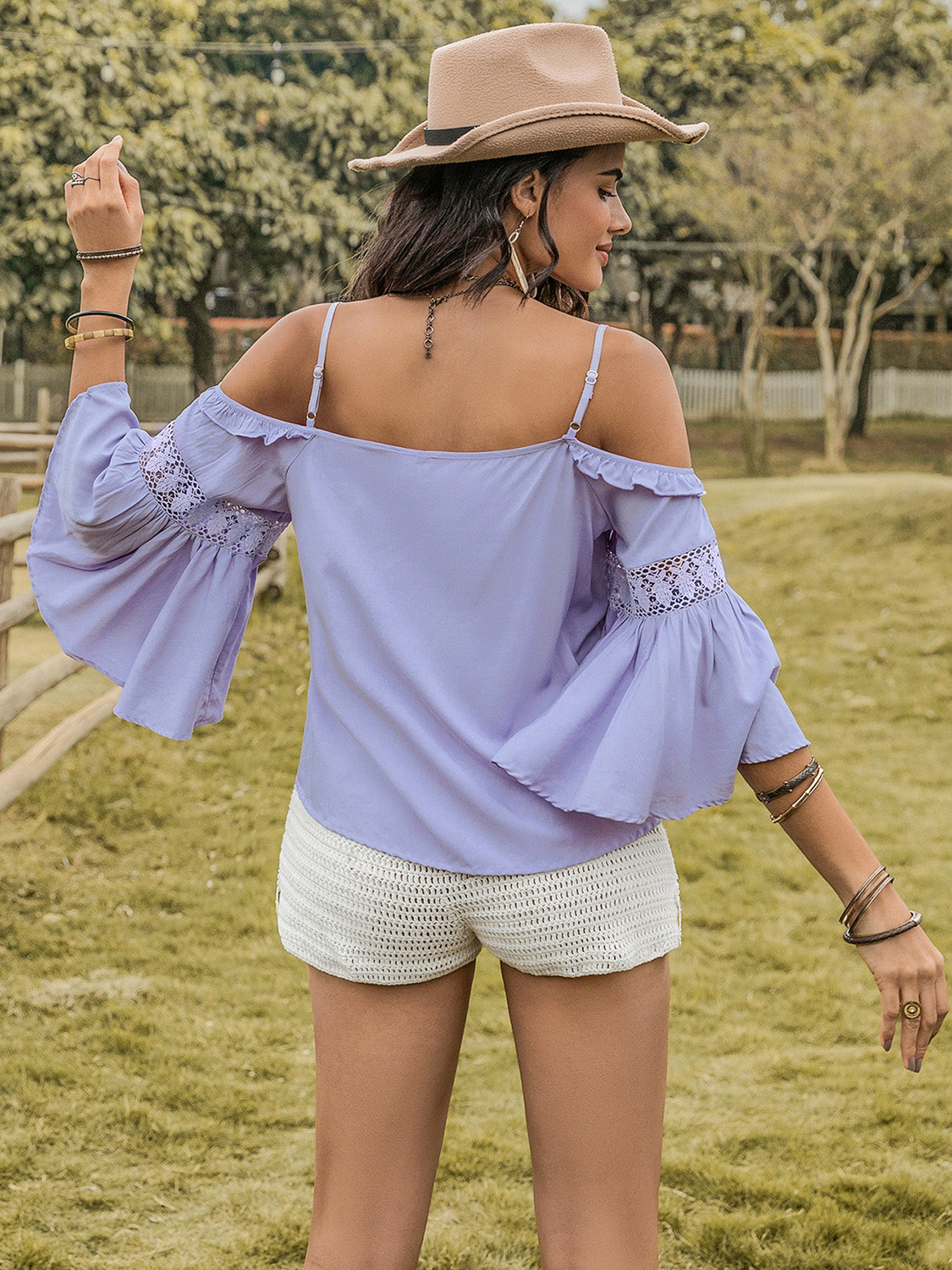 Square Neck Flare Sleeve Boho Blouse [Spirit and Rebel]   