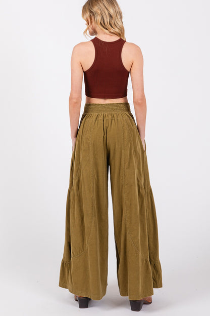 High Rise Corduroy Wide Leg Boho Pants - Spirit and Rebel [Spirit and Rebel]   