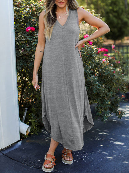 Plus Size V-Neck Midi Tank Dress [Spirit and Rebel]   