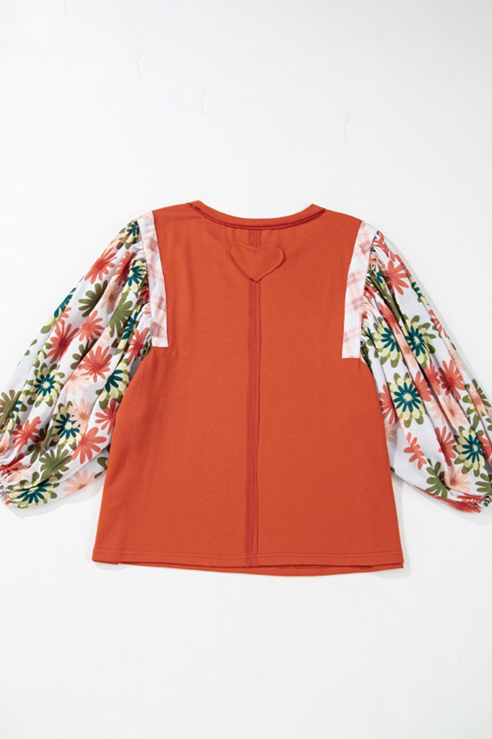 Printed Round Neck Balloon Sleeve Blouse [Spirit and Rebel]