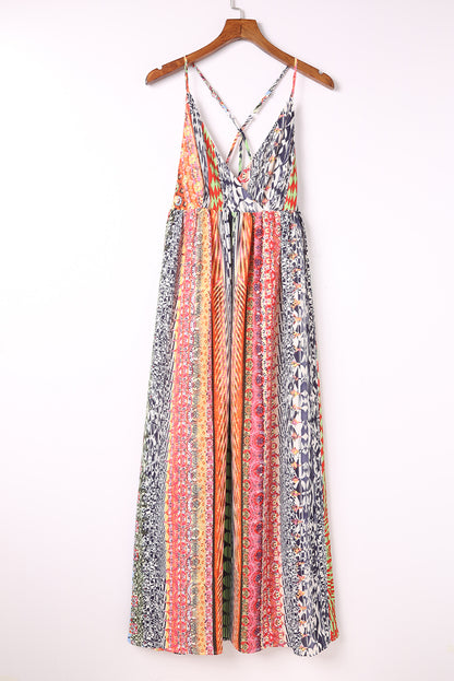 Printed Surplice Spaghetti Strap Boho Dress [Spirit and Rebel]   