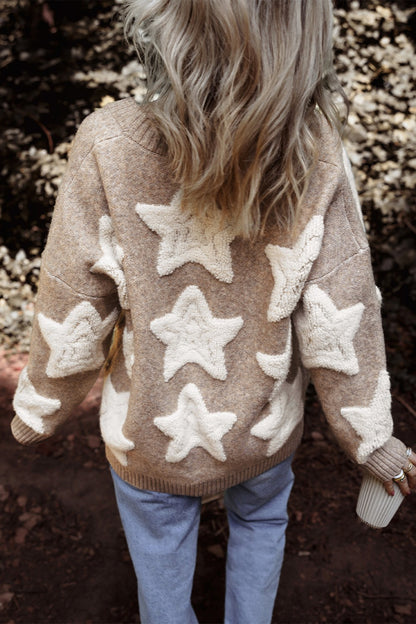 Star Button Up Long Sleeve Boho Cardigan - Spirit and Rebel [Spirit and Rebel]   