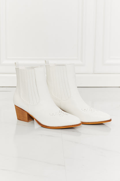 MMShoes Love the Journey Stacked Heel Chelsea Boot in White [Spirit and Rebel]   