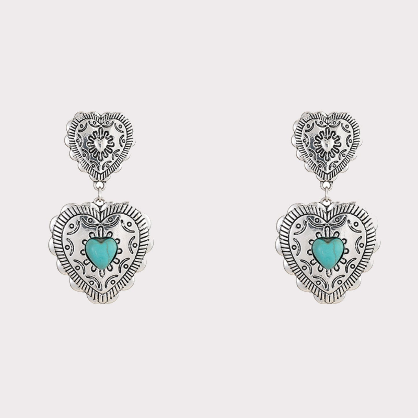 Artificial Turquoise Heart Dangle Boho Earrings - Spirit and Rebel [Spirit and Rebel] Style B One Size 