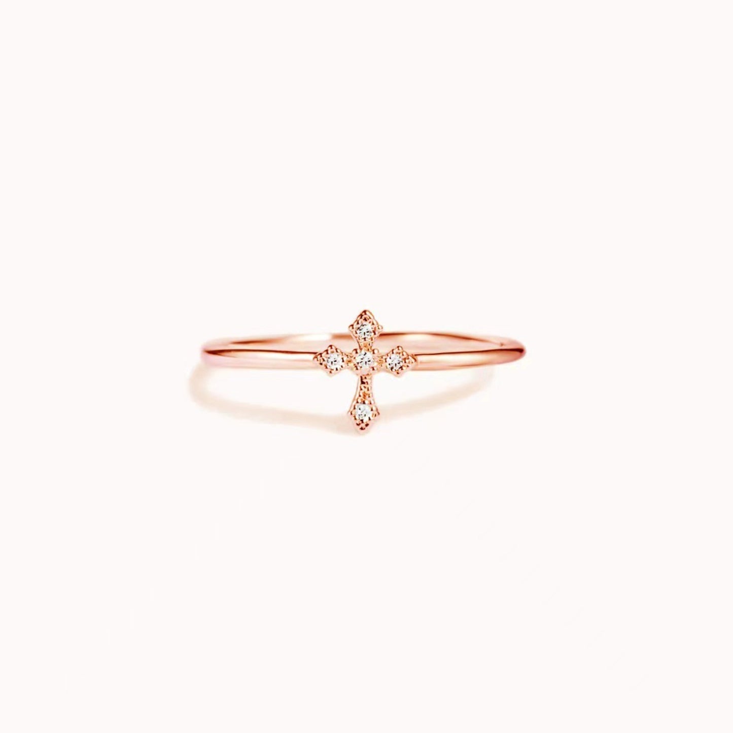 925 Sterling Silver Cross Ring - Spirit and Rebel [Spirit and Rebel] Rose Gold 6 