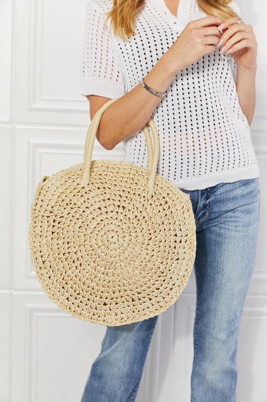 Justin Taylor Beach Date Straw Rattan Handbag in Ivory [Spirit and Rebel] Ivory One Size