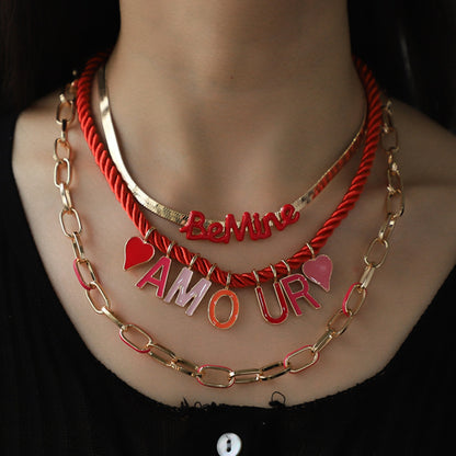 18K Gold-Plated Triple-Layered Boho Necklace - Spirit and Rebel [Spirit and Rebel] Red One Size 