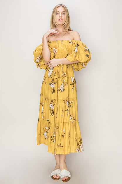 HYFVE Floral Puff Sleeve Tiered Dress [Spirit and Rebel]   