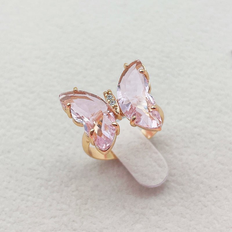 Trendy 16 Colors Crystal Butterfly Ring Sunset and Swim