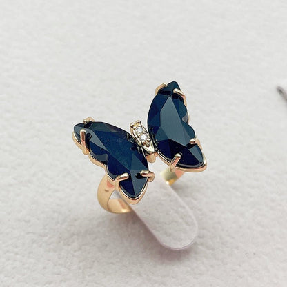 Trendy 16 Colors Crystal Butterfly Ring Sunset and Swim