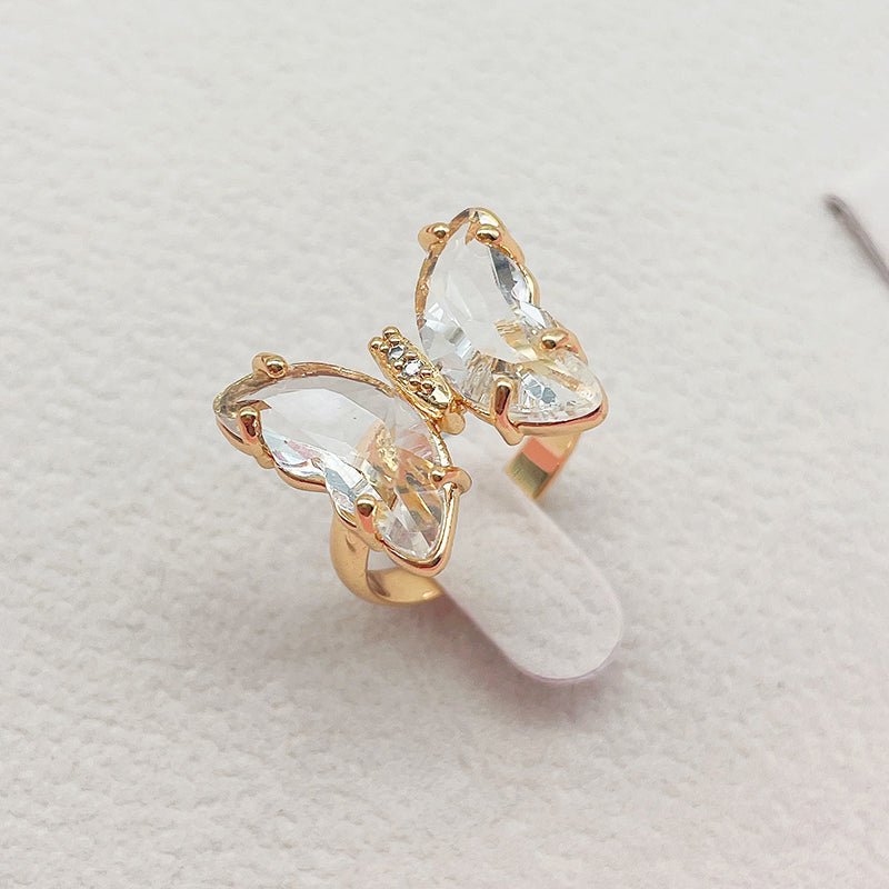 Trendy 16 Colors Crystal Butterfly Ring Sunset and Swim