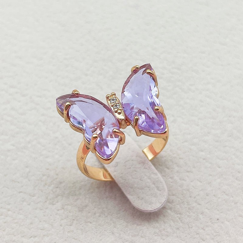 Trendy 16 Colors Crystal Butterfly Ring Sunset and Swim