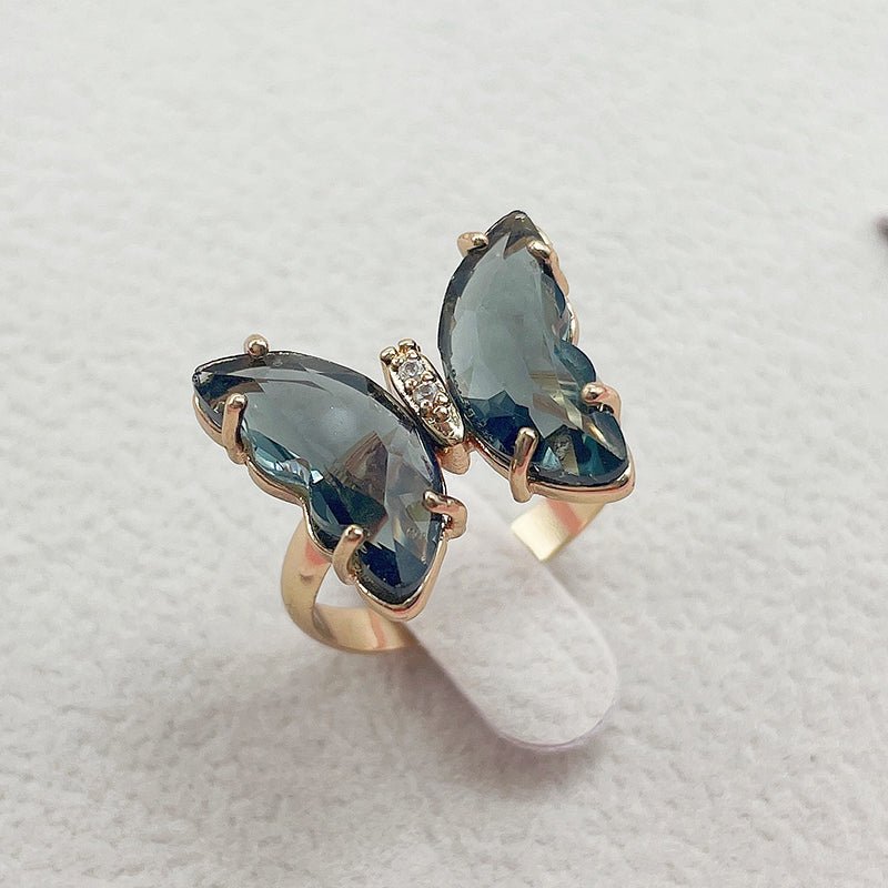 Trendy 16 Colors Crystal Butterfly Ring Sunset and Swim