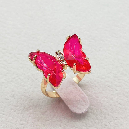 Trendy 16 Colors Crystal Butterfly Ring Sunset and Swim