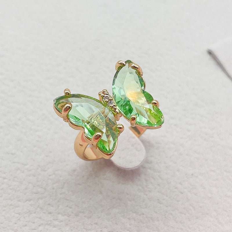 Trendy 16 Colors Crystal Butterfly Ring Sunset and Swim