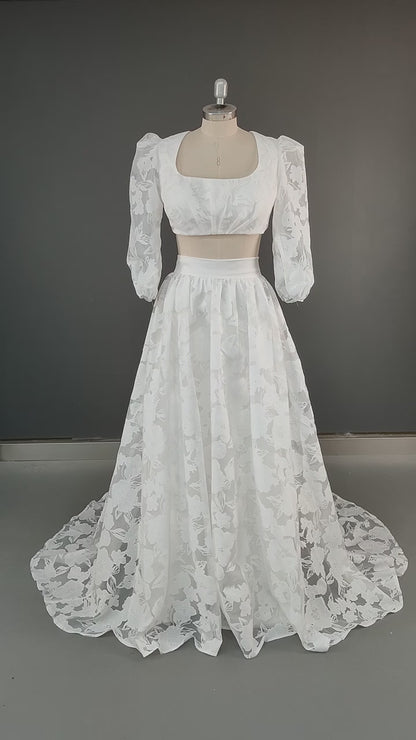 Lunar Love Robe de mariée bohème deux pièces dos nu