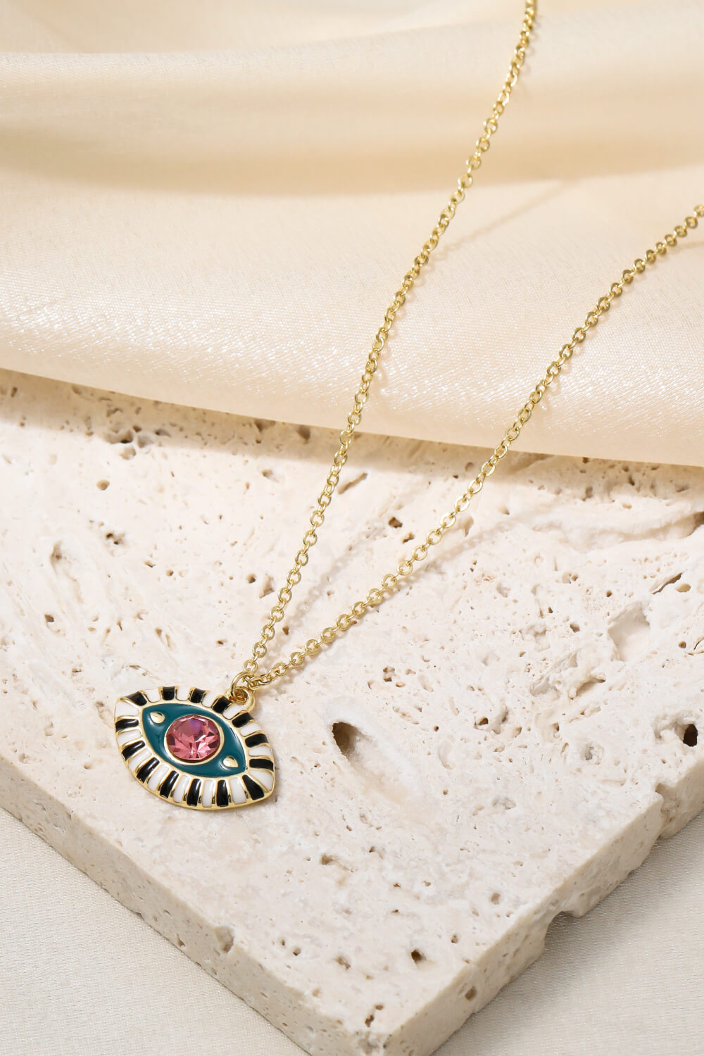 Evil Eye Pendant Gold Plated Chain Boho Necklace [Spirit and Rebel]   