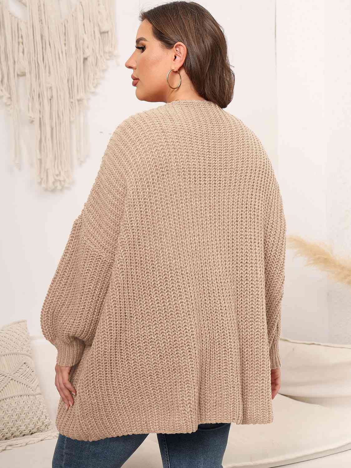 Plus Size Open Front Dropped Shoulder Knit Cardigan [Spirit and Rebel]   