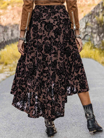 Printed Ruffled Midi Skirt [Spirit and Rebel]   