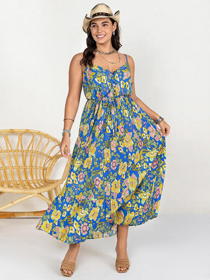 Drawstring Ruffle Hem Maxi Dress [Spirit and Rebel]   