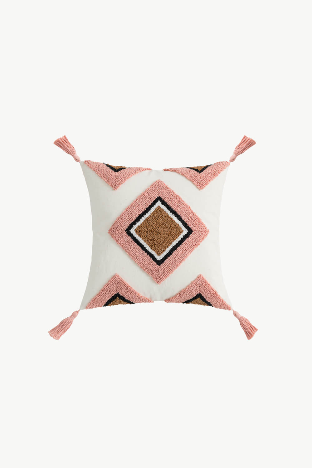 Geometric Graphic Tassel Throw Boho Pillow Case [Spirit and Rebel] Diamond Square  