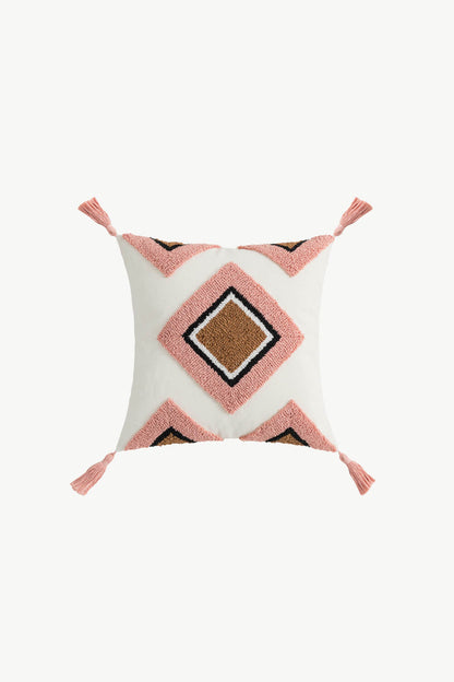 Geometric Graphic Tassel Throw Boho Pillow Case [Spirit and Rebel] Diamond Square  