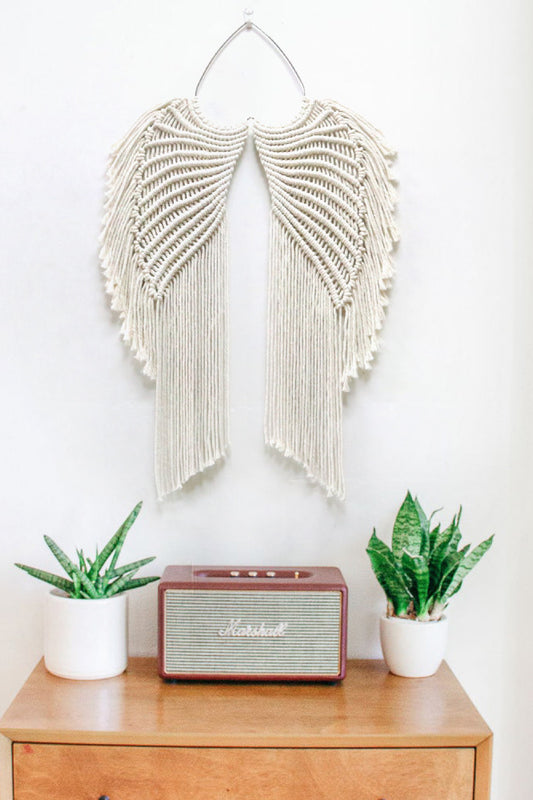 Spirit and Rebel Boho Macrame Angel Wings Wall Hanging [Spirit and Rebel] Cream One Size 