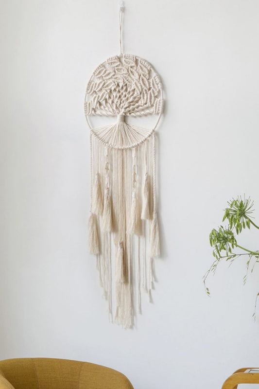 Bohemian Bedroom Decor Hand-Woven Lifetree Wall Hanging [Spirit and Rebel] Cream One Size 