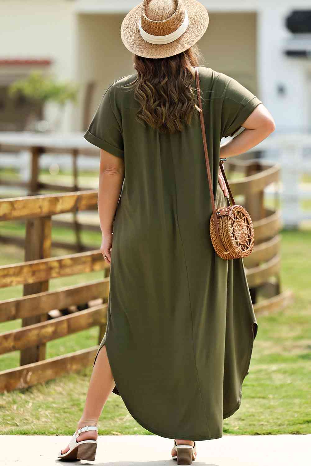 Boho Chic Plus Size V-Neck Short Sleeve Maxi Dress [Spirit and Rebel]   