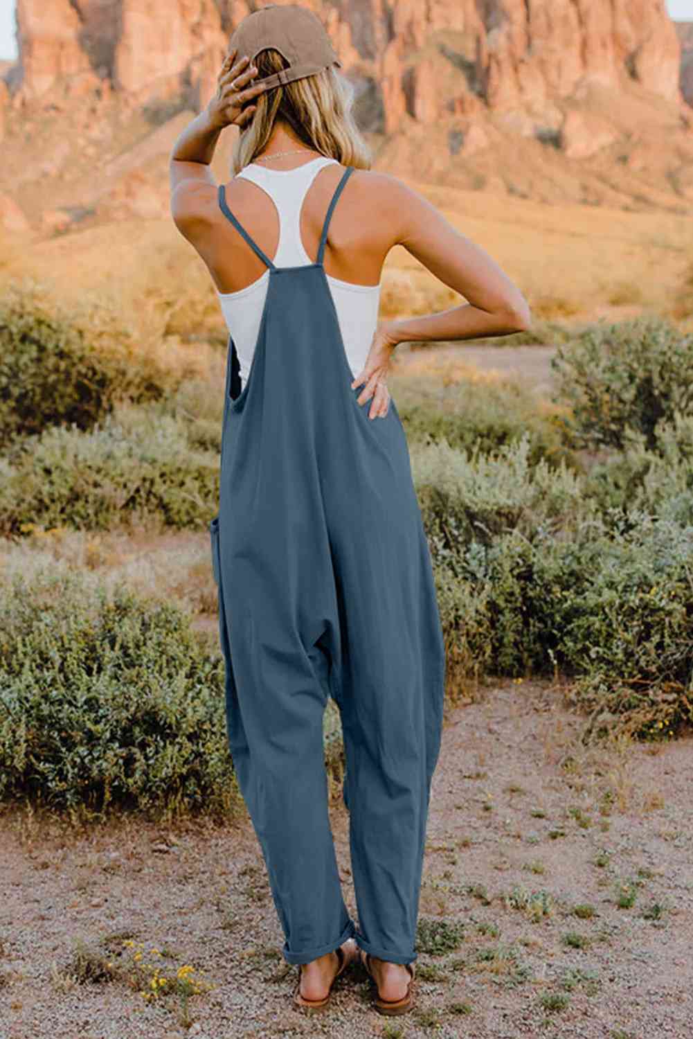 Double Take  V-Neck Sleeveless Jumpsuit with Pocket [Spirit and Rebel]   