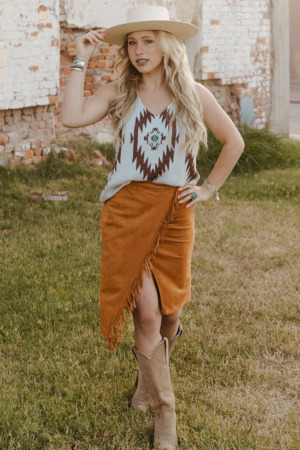 Boho Fringe Trim Wrap Skirt [Spirit and Rebel]   