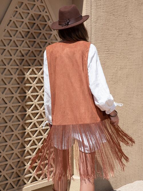 Boho Chic  Fringe Hem Open Front Vest [Spirit and Rebel]   