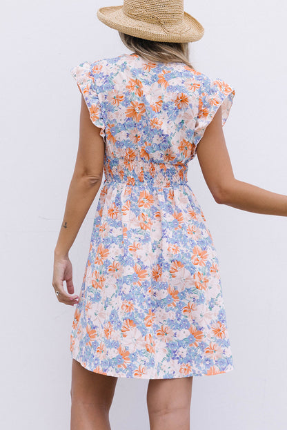 Floral Smocked Waist Spliced Lace Dress [Spirit and Rebel]   