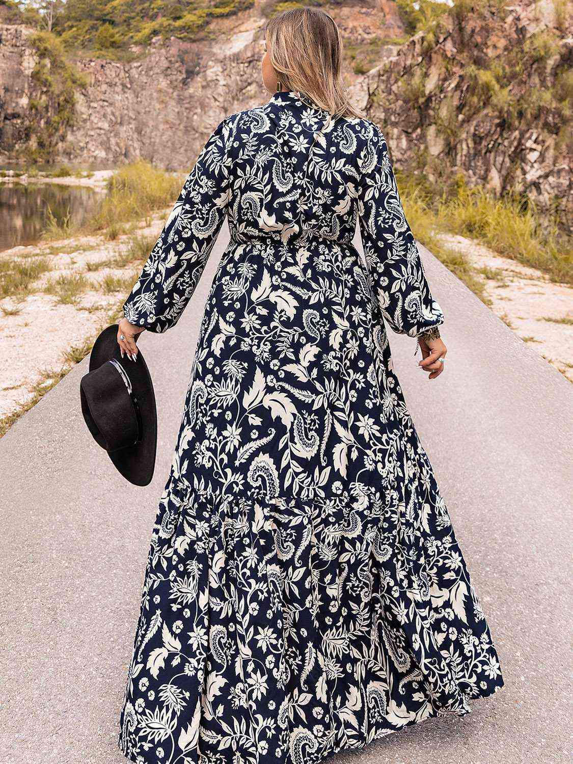 Plus Size Long Sleeve Boho Maxi Dress [Spirit and Rebel]   