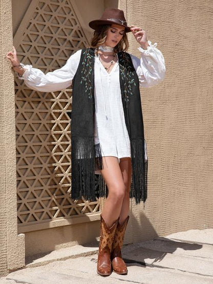 Boho Chic  Fringe Hem Open Front Vest [Spirit and Rebel]   