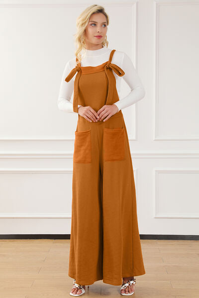 Pocketed Square Neck Wide Strap Jumpsuit [Spirit and Rebel]   