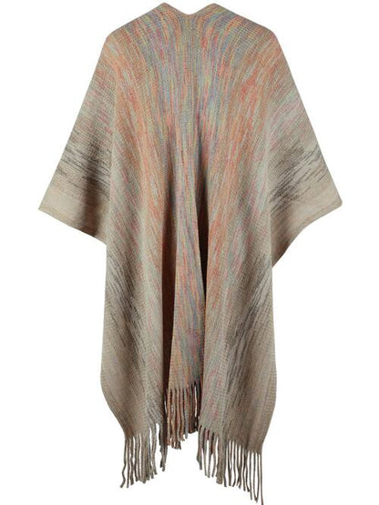 Boho Chic  Heathered Fringe Hem Poncho [Spirit and Rebel]   