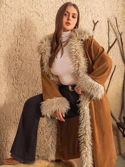 Boho Plus Size Open Front Long Sleeve Coat [Spirit and Rebel]   