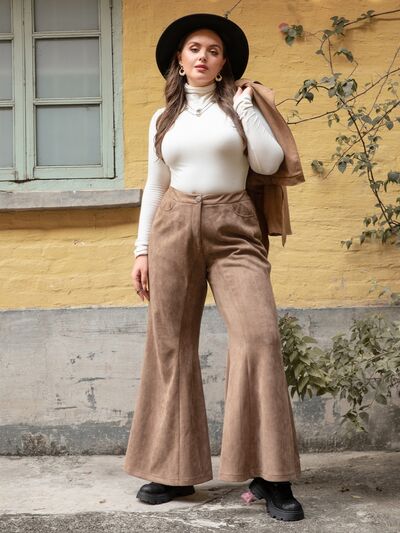 Plus Size Pocketed Flare Pants [Spirit and Rebel]   