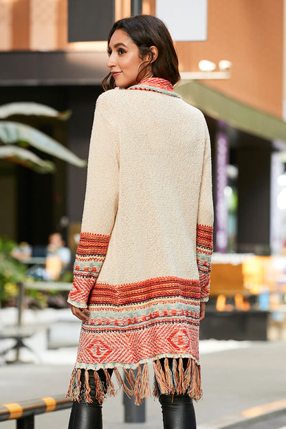 Boho Multicolored Tassel Hem Open Front Cardigan [Spirit and Rebel]   