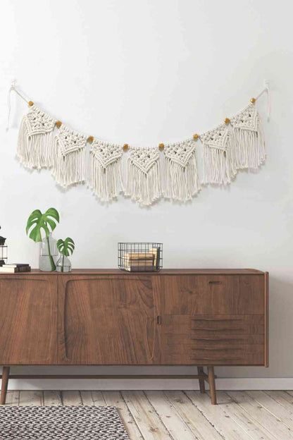 Bead Trim Macrame Fringe Wall Hanging [Spirit and Rebel]   