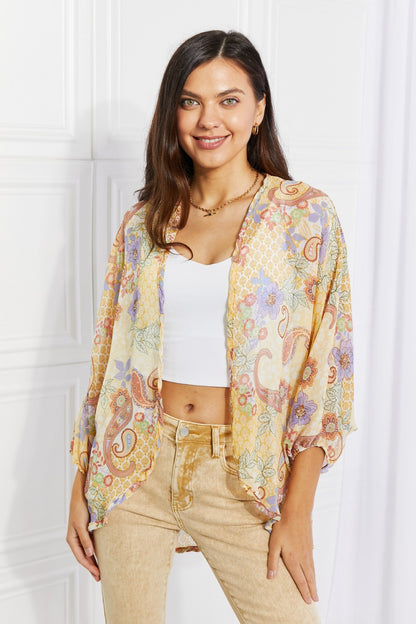 Culture Code Plus Size Lasting Love Paisley Boho Kimono [Spirit and Rebel] Pastel Yellow S 